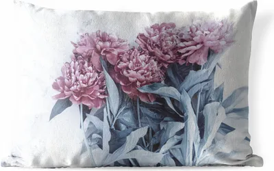 Produktbild von MuchoWow® Outdoor Kissen - Rosa Pfingstrosen auf Marmor - 60x40 cm - Wetterfest - Lounge Kissen - Zierkissen - Kissen für Innenräume