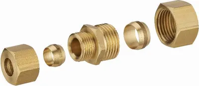 Image de Jonction laiton bicone réduite pour tube cuivre NOYON & THIEBAULT - Ø 14 mm et tube cuivre 12 mm - 415-1412L1