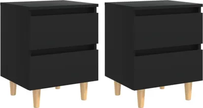 Obrázok produktu pre vidaXL Nočné stolíky 2 ks s borovicovými nohami čierne 40x35x50 cm