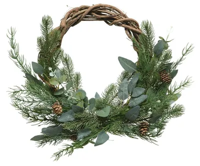 Produktbild von Künstlicher Kranz Weihnachtskranz Haustürkranz Girlande grün 40x40cm
