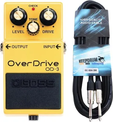Produktbild von Boss OD-3 Overdrive Pedal mit Gitarrenkabel 3m