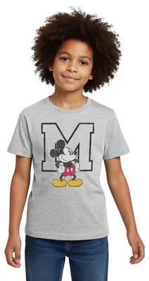 Produktbild von Mickey & Minnie Klassisch Mit M Kinder T-Shirt, 98/104 (3-4 Jahre), Grau meliert