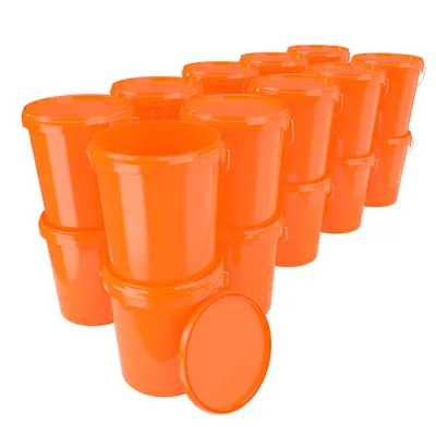 Produktbild von Eimer mit Deckel 16 L | Vorratseimer | Lebensmittelecht Orange | PP | 20 Stück