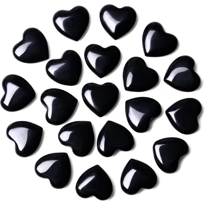 Obrázok produktu pre 20 kusov srdcové kamene z obsidiánu, súprava liečivých kryštálov, prírodné kamene vhodné na meditáciu, priemer 0,6 palca