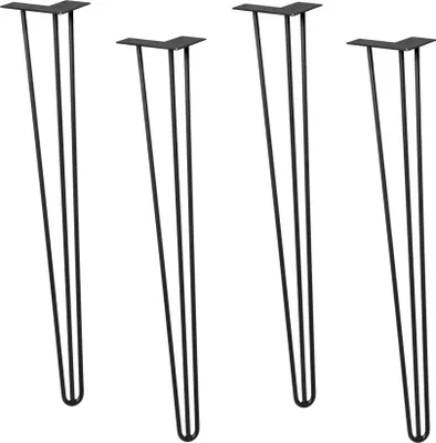 Produktbild von WAGNER Möbelbeine HAIRPIN LEGS Retro 4tlg. Set - 12 x 12 x 71 cm, Stahl, schwarz, Bein schräg & Anschraubplatte - 12827104