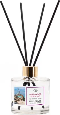 Produktbild von Reed Diffuser, Aroma Diffuser, Duftöl Diffuser | Dried Wood & Sea Salt | 100 ml, Glas, ohne Flamme & Strom