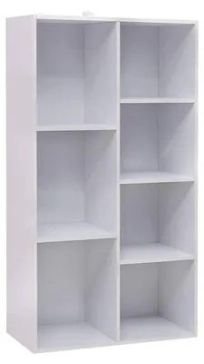 Image de Étagère bibliothèque autoportante avec 7 compartiments | Chêne clair/blanc | 59,5 x 29,5 x 108 cm