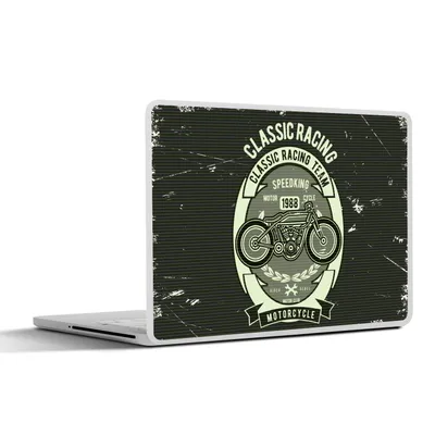 Produktbild von MuchoWow® Laptop Aufkleber Sticker Cover Motorrad - Vintage - Zeichnung 31x22.5 cm - Laptop-Deko