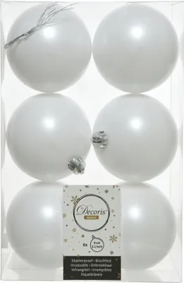 Produktbild von Weihnachtsbaumkugeln bruchfest Ø 8 cm 6 Stück winterweiß matt