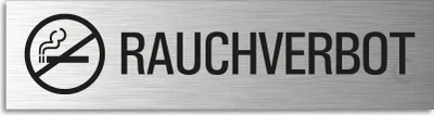 Produktbild von Türschild Rauchverbot Hinweisschild mit Piktogramm Aluminium Edelstahloptik 160x40 mm selbstklebend