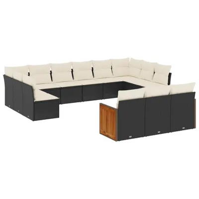 Produktbild von vidaXL 13-tlg. Garten-Sofagarnitur mit Kissen Schwarz Poly Rattan