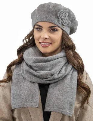 Immagine prodotto di Vivisence berretto da donna elegante set di cappello e sciarpa invernale caldo copricapo e copricollo per l'inverno e l'autunno caldo spesso, set invernale da donna,  EU, grigio chiaro, taglia unica