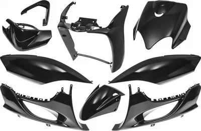 Zdjęcie produktu dla Zestaw owiewek Maxtuned 9 części, czarny metalik kompatybilny z Yamaha Jog R / RR / MBK Mach G 50
