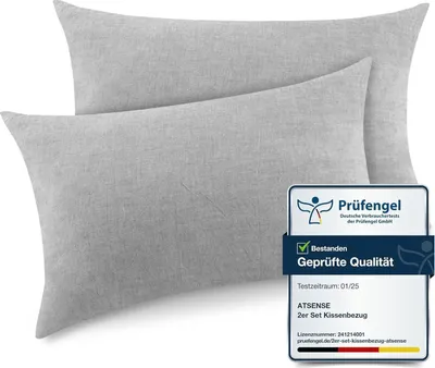 Produktbild von 2er Set Kissenbezug 40x60 cm Grau Baumwolle Reißverschluss