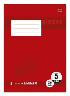 Produktbild von Staufen® 734042007 Schulblock PREMIUM LIN 5 - A5, 50 Blatt, 90 g/qm, 7 mm kariert
