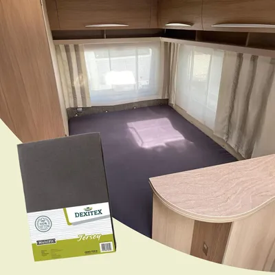 Produktbild von Dexitex Jersey Spannbettlaken für Französisches Bett – Wohnmobil & Wohnwagen, Linke Ecke – 100% Baumwolle, Dunkelgrau – 1 Stück