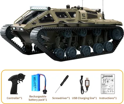 Produktbild von Ferngesteuerter Panzer, 2,4 GHz All-Terrain 360° drehbares Stunt-Spielzeugfahrzeug mit LED-Lichtern, Offroad-Kettenauto-Geschenke für Jungen und Mädch