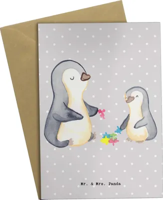 Produktbild von Mr. & Mrs. Panda Beileidskarte Sozialpädagoge Herz - Grau Pastell - Geschenk, einladungskarten, weihnachtskarten, Grußkarte, Grußkarten, glückwunschkarten, osterkarte