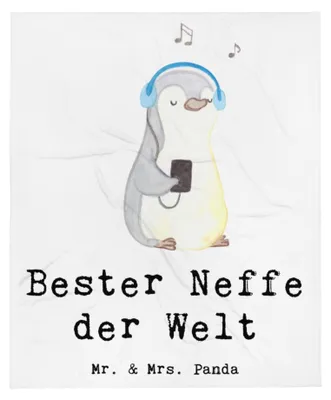 Produktbild von Mr. & Mrs. Panda Bettdecke Pinguin Bester Neffe der Welt - Weiß - Geschenk, Tagesdecke, Winterdecke, Patentante, Tante, Onkel, Kuscheldecke, Decke, Geschenkidee, Taufe