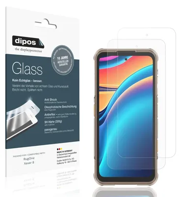 Produktbild von 2x Schutzfolie für RugOne Xever 8 matt - Anti-Shock 9H Folie dipos Glass Kunststoffglas