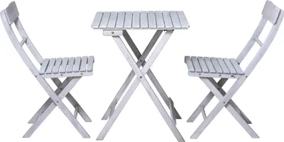 Produktbild von Möbilia 3-tlg. Sitzgruppe | 2 Stühle, 1 Tisch | Vintage-Finish | klappbar | Akazie grau | 31020012 | Serie GARTEN
