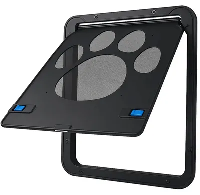 Produktbild von Haustierklappe Türklappe Klappe mit Tunnel für Fliegengitter-Tür, magnetisch verriegelbar, 29x24 cm, schwarz
