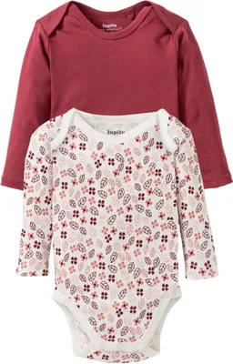 Produktbild von Lupilu Baby Body 100% Baumwolle Organic 2er Set Wickelbody - Rot/ Weiß Gemustert 50-56
