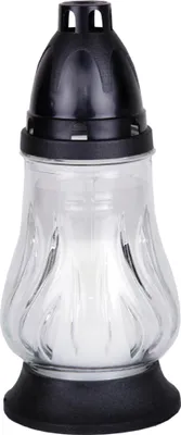 Grablicht Glas Tulpe in weiß mit ca. 18h Brenndauer