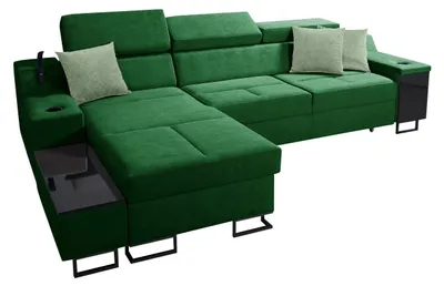 Produktbild von MIRJAN24 Ecksofa Alicante I Maxi, Schlaffunktion und Bettkasten, Lampe mit USB-Anschluss, L-Form Polsterecke (Uttario Velvet 2951 + Uttario Velvet 2954, Seite: Links)