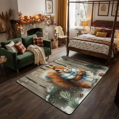 Obrázok produktu pre Roztomilý koberec so veveričkou - protišmykový detský koberec