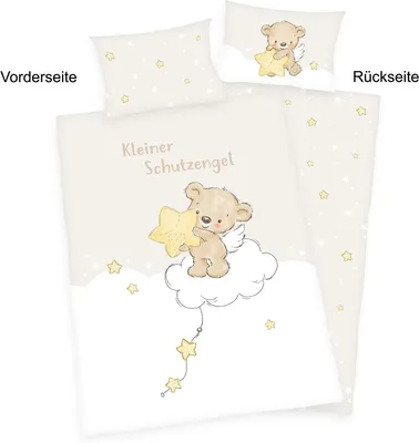 A children's bedding set featuring a teddy bear angel design.