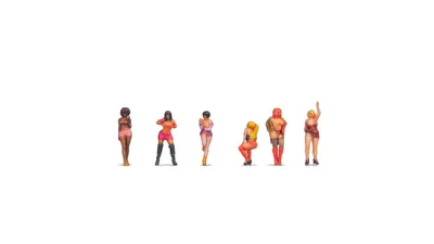 Produktbild von NOCH weibliche Miniaturfiguren Spur N 1:160, 6 stehende Figuren aus Kunststoff für Modelleisenbahn und Modellbau.