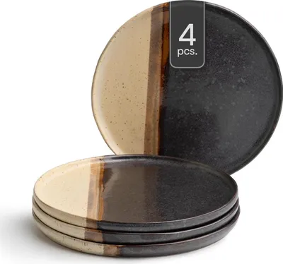 Produktbild von Dessertteller - Ø 20 cm - Schwarz - Braun - Keramik - matt - 4er Set