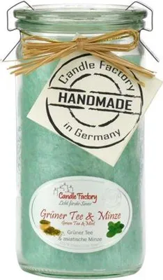 Produktbild von Candle Factory Duftkerze Mini-Jumbo "Grüner Tee & Minze", pastellgrün