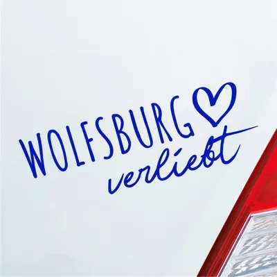 Produktbild von Auto Aufkleber Wolfsburg verliebt Herz Stadt Heimat Liebe Car 19x7 cm Dunkelblau Sticker Heckscheibenaufkleber