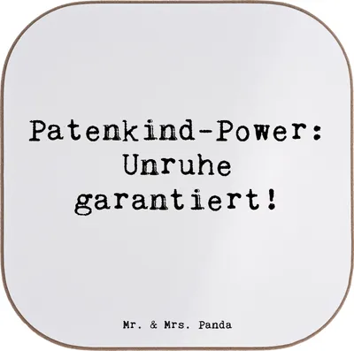Produktbild von Mr. & Mrs. Panda PErsonalisierte Bierdeckel Patenkind Power - Weiß - Geschenk, Familie, Personalisierter, Humor, Patenschaft, Untersetzer, herzerwärmende Sprüche