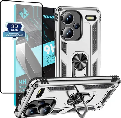 Produktbild von Armor Outdoor Handyhülle für Xiaomi Redmi Note 13 Pro+ 5G Handy Panzer Case Schutzhülle mit 9H Displayglas Displayschutz Farbe: Silber