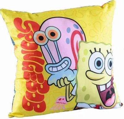 Zdjęcie produktu dla HERDING Spongebob Kanciastoporty poduszka dekoracyjna 40x40 cm żółta z nadrukiem po obu stronach