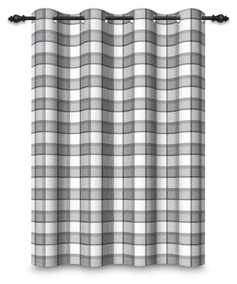Productafbeelding van Karier gordijn voor raam – Verduisterend en thermisch isolerend – Ruimtescheiding voor slaapkamer, keuken en woonkamer – 107x160 cm – Grijs/wit