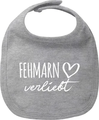 Produktbild von Huuraa Baby Lätzchen Fehmarn verliebt Heather Grey Klettverschluss  Baumwolle Latz Geschenkidee