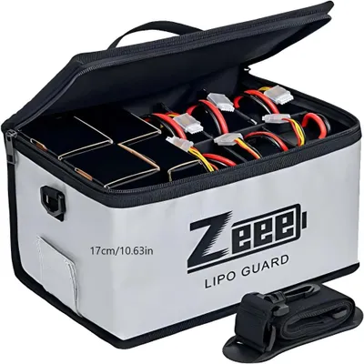 Immagine prodotto di Borsa ignifuga per batterie, grande capacità, ricarica sicura, 10 celle