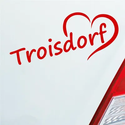 Produktbild von Auto Aufkleber Troisdorf Herz Stadt City Liebe Love Heart 18x8 cm Rot Sticker Heckscheibenaufkleber
