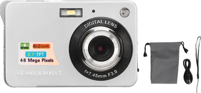 Zdjęcie produktu dla aparat cyfrowy 4K 48 MP 2,7-calowy wyświetlacz LCD 8-krotny zoom Anti Shake Vlogowanie do zdjęć seryjnych Srebrny