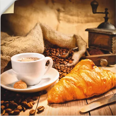 Produktbild von ARTland Wandbild, selbstklebend Kaffeetasse mit Croissant Größe: 30x30 cm