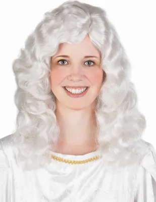 Produktbild von Weiße Engel Langhaarperücke mit Locken Weihnachten Karneval
