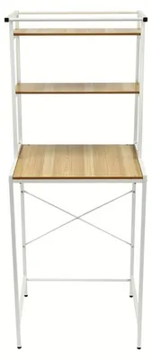 Image de Machine à laver, sèche-linge, étagère de rangement - Étagère de salle de bain autoportante - 3 niveaux - Pieds réglables - Étagères en bois au design industriel