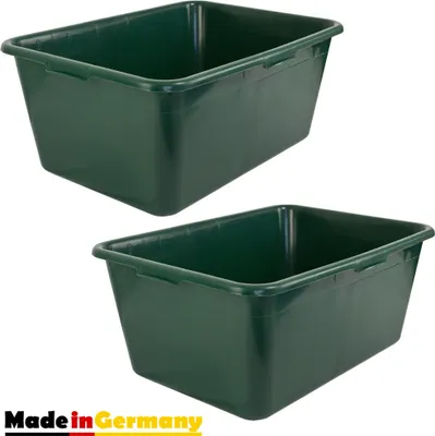Produktbild von 2 x Wildwanne Futterwanne Mörtelwanne Kunststoffwanne Wassertrog Wasserbehälter 90 L Grün Lebensmittelecht Multiwanne Petigi