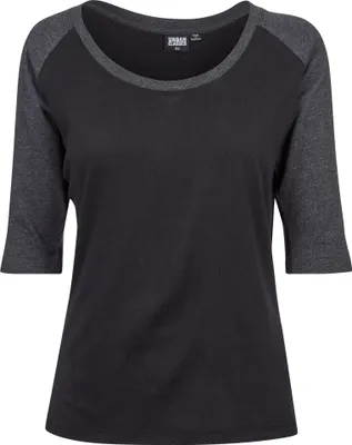 Produktbild von Urban Classics Ladies - 3/4 RAGLAN Longsleeve schwarz - 4XL