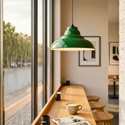 Produktbild von Opviq, Hochwertiger Kronleuchter, Metallkörper, Ø31 cm, Höhe: 100 cm, Kabel: 90 cm, E27 Fassung, max. 40 W, IP20, Grüner Farbton, Industrie-Design, ideal für moderne Räume.