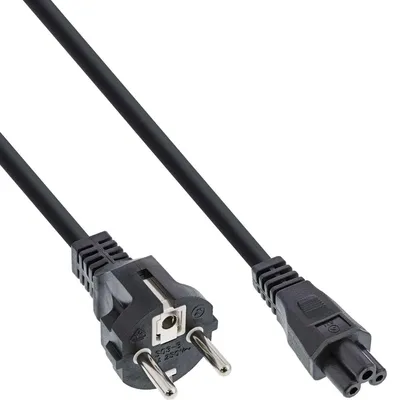 Produktbild von InLine Netzkabel für Notebook, 3pol Kupplung, schwarz, 0,3m, 0,3 m, Netzstecker Typ F